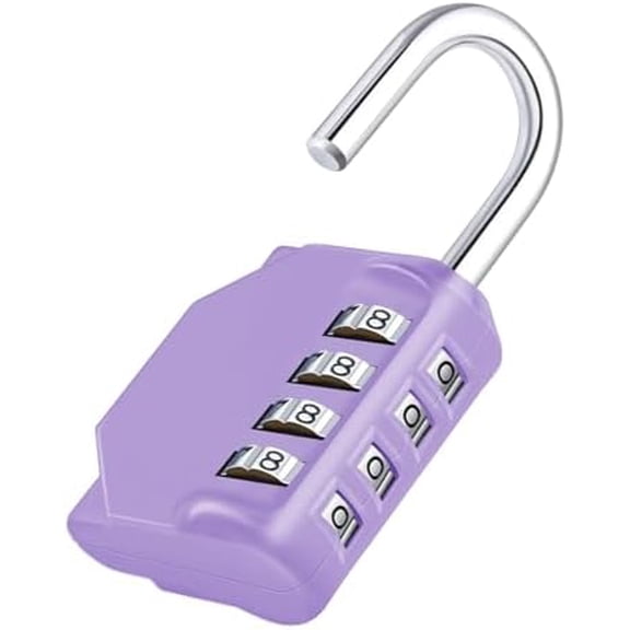Combination Lock, 4 Digit Combination Padlock Outdoor, School Lock, Gym Lock (Purple)