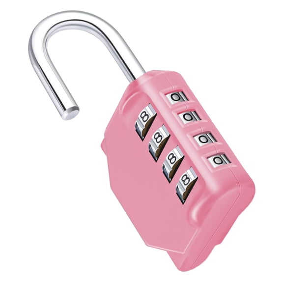 Combination Lock, 4 Digit Combination Padlock Outdoor, School Lock, Gym Locks (Pink)