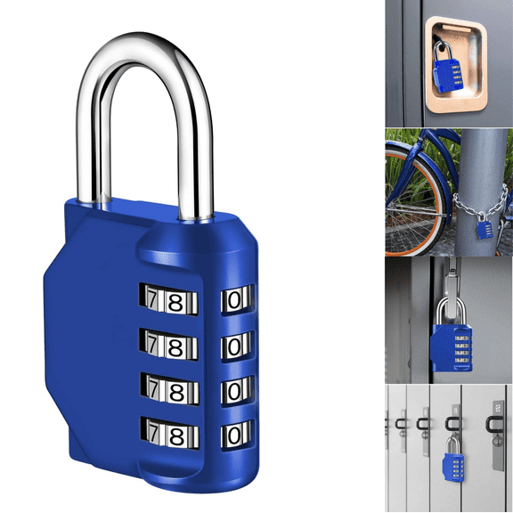Combination Lock, 4 Digit Combination Padlock for School Gym Sports Locker, Fence, Toolbox, Case, Hasp Cabinet Storage,Blue