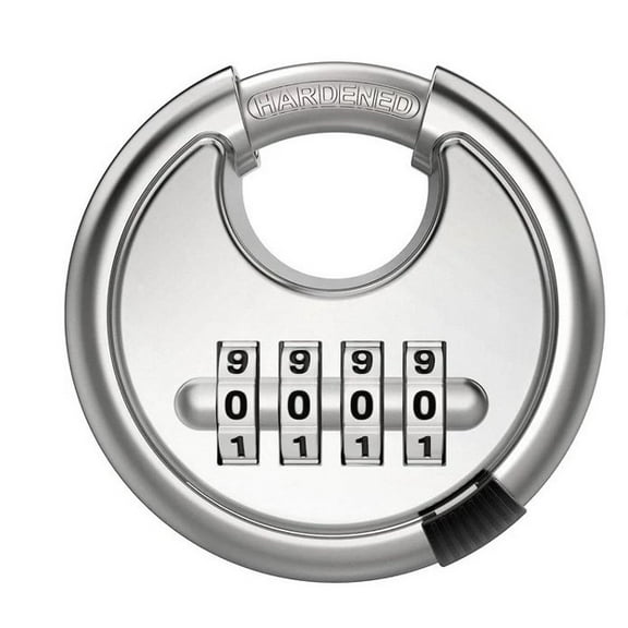 Combination Lock, 4 Digit Disc Padlock with Hardened Steel Shackle, Keyless Heavy Duty Combo Lock for Outdoor Sheds Fence, Gate Hasps