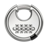 Combination Lock, 4 Digit Disc Padlock with Hardened Steel Shackle, Keyless Heavy Duty Combo Lock for Outdoor Sheds Fence, Gate Hasps