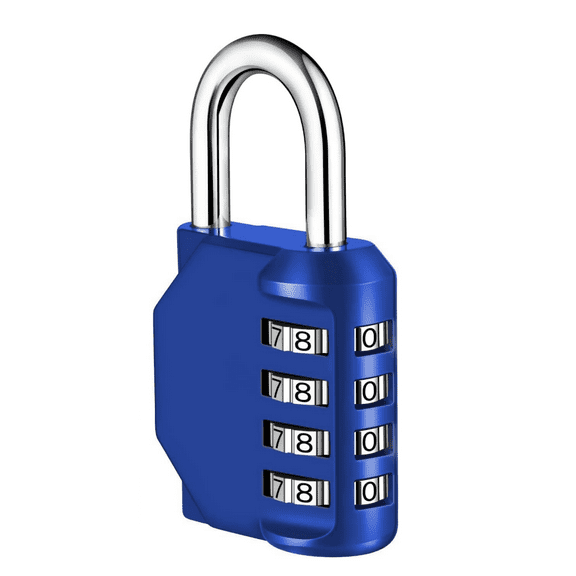 Combination Lock, 4 Digit Lock with Combination Outdoor, School Lock, Gym Locks,Pantries, Toolboxes,Blue