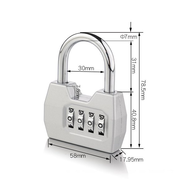 Combination Lock 4 Digit Padlock for School Gym Locker, Sports Locker, Fence, Toolbox, Case, Hasp Storage (Black & Code Window)