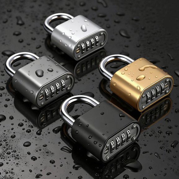 Combination Lock 4 Digit Padlock for School Gym Locker, Sports Locker, Fence, Toolbox, Case, Hasp Storage (Black & Code Window)