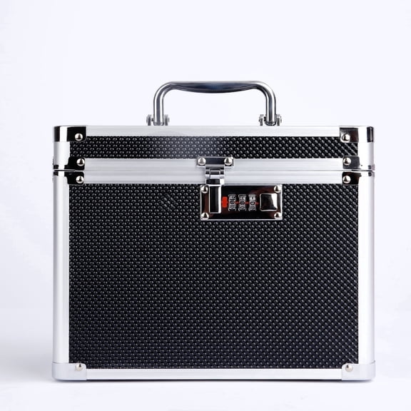 Combination Lock Box, Security Lock Boxes for Documents, Valuables, Medicine & Money - 10 x 7.25 x 7.75 Inch-Black