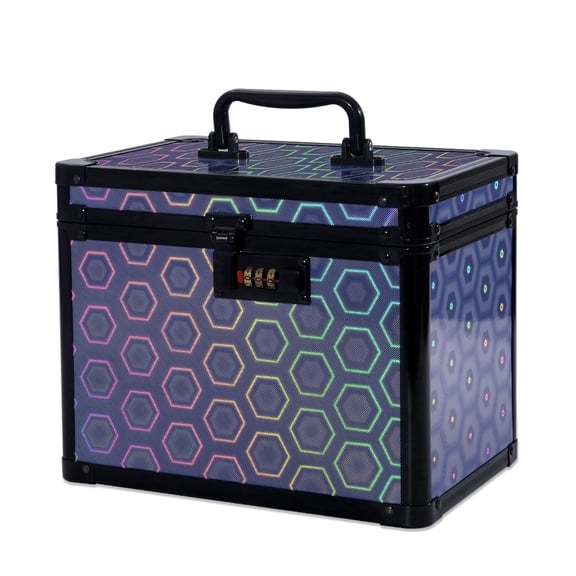 Security Lock Box with Combination Lock, Lockable Storage for Medicine, Jewelry, Cash & Cosmetics-Colorful Blue