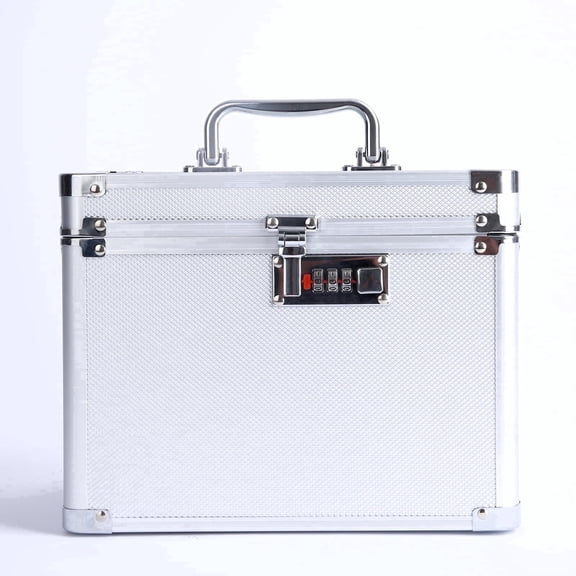 Combination Lock Box, Security Lock Boxes for Documents, Valuables, Medicine & Money-Silver