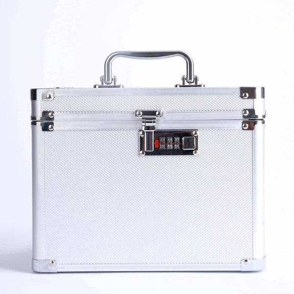 Combination Lock Box, Security Lock Boxes for Documents, Valuables, Medicine & Money-Silver