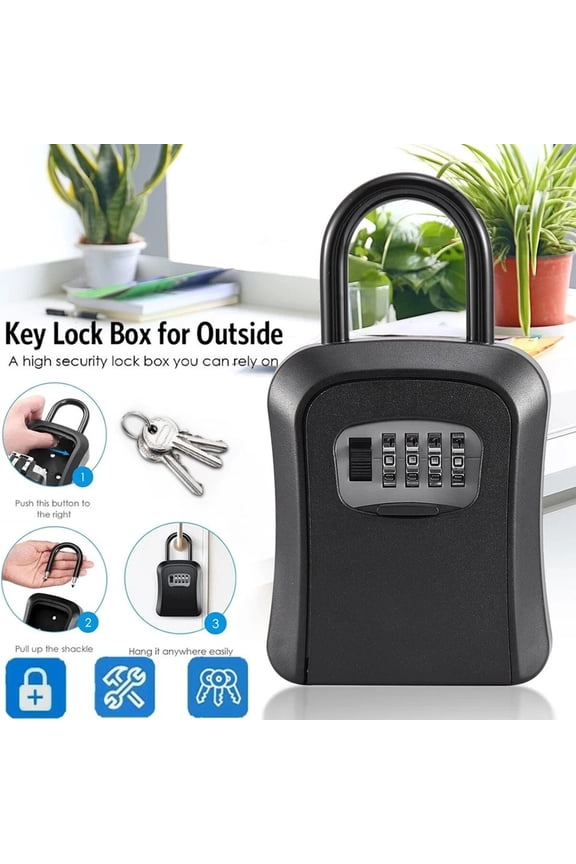 Combination Lock Box for Outdoor & Indoor Use - Wall Mount/Portable Key Safe