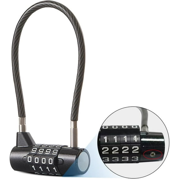 Combination Lock Cable Lock with 4 Digits Cabinet Lock with 7" Durable Cable Ideal for lockers, Gym, gate, Fence, Toolbox, case, hasp Storage and Outdoor（20） (7")