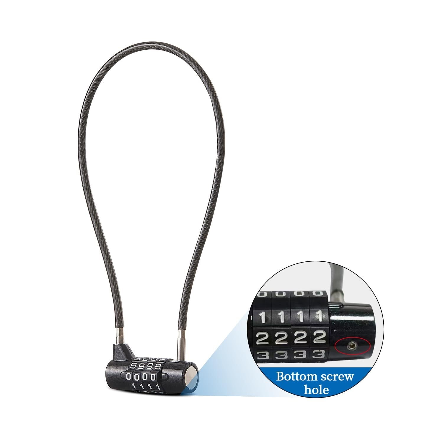 Combination Lock Cable Lock with 4 Digits Cabinet Lock with 7