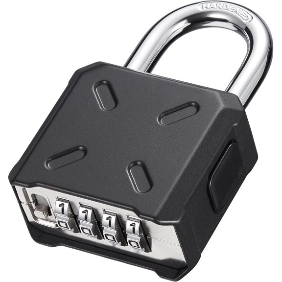 Combination Lock Heavy Duty Outdoor Padlock, Customizable 4 Digit Code Gate Locks for Fence, Toolbox, Case, Hasp Storage,1 Pack