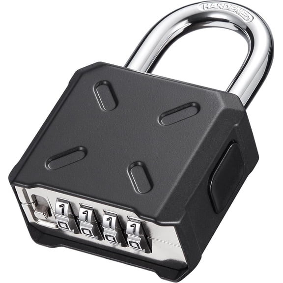 Combination Lock Heavy Duty Outdoor Padlock, Security Customizable 4 Digit Code Gate Locks for Fence, Toolbox, Case, Hasp Storage,1 Pack