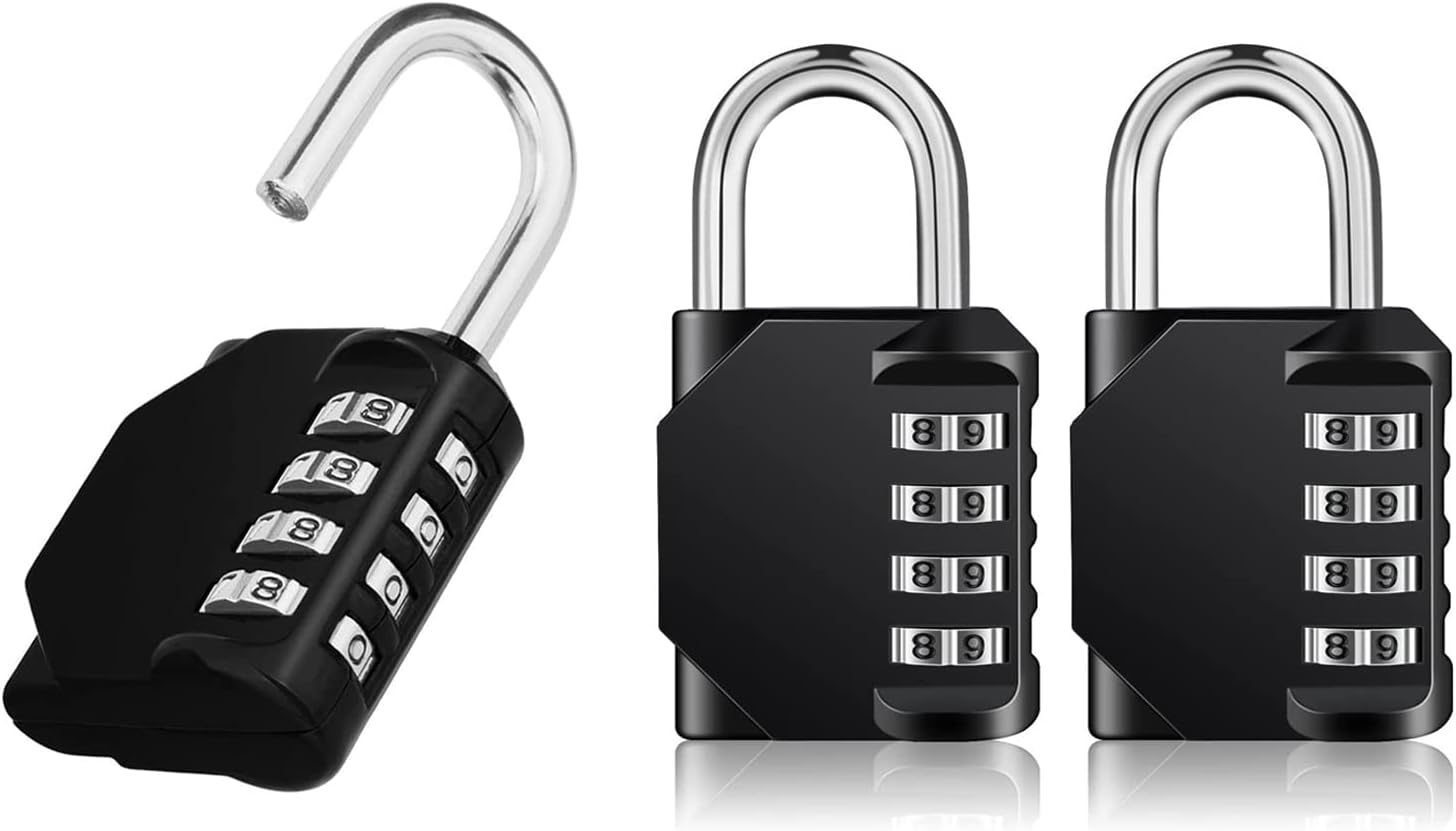 Combination Lock Outdoor 3 Pack, 4 Digit Resettable Weatherproof Combination Padlock for Gym