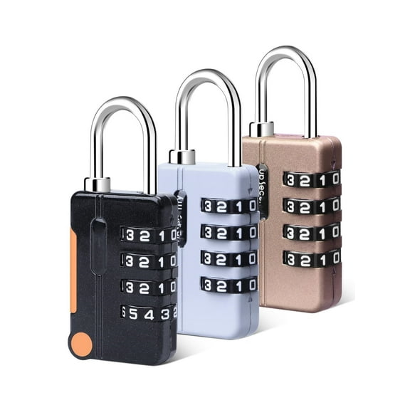 Combination Lock Resettable 4 Digit Padlock with Combination,Outdoor Waterproof Padlock with Alloy Body for Travel,Backpack Zipper Anti Theft,Locker,Gym,Gun Case,Tent(3 Pack)