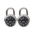 thumbnail image 1 of Combination Lock Stainless Steel, 1 7/8" Wide, Black Dial, 2/Pack, 1 of 1