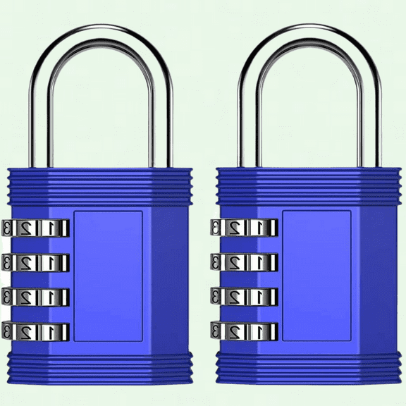 Combination Lock for Gym Locker - Set Your Own Keyless Resettable Combo Lock (2 Pack, Blue)