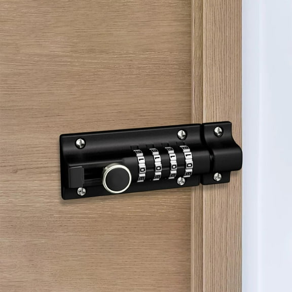 Combination Locking Bolt Slide Bolt Latch Household Keyless Mechanical Combination Lock Door Bolts Barrel Bolt Door Latch for Garden Yard Black