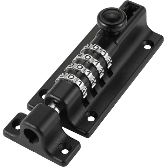 Combination Locking Bolt,Thickened Solid Zinc Alloy Combination Barrel Bolt,Safety Slide Latch Lock with Password Setting,for Shed,Garages,Fences,Iron Gate.(Black,4.8 Inch)