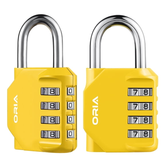 Combination Locks, AMIR 4 Digit Combination Padlock for Door School Locker Luggage Gym Toolbox Bike Yellow