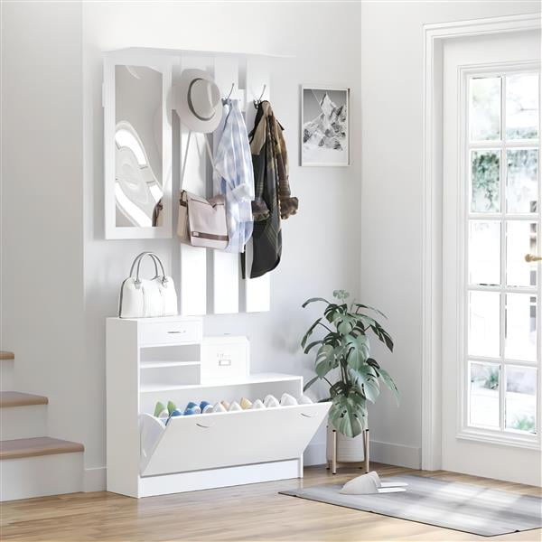 Combination Model Gate Cabinet with Shoe cabinet+Hang shelf+ Mirror