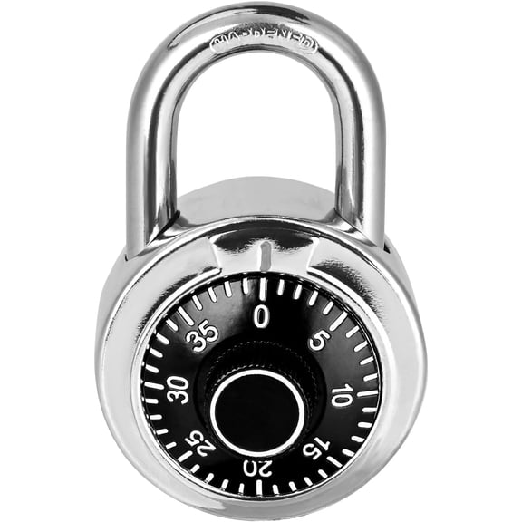 Combination Padlock 1 Pack, Fixed Dial Combination Padlock with Different Combinations, 2 in. Wide. Black Turntable, Lock for Gym & Locker, School, Toolbox, and More