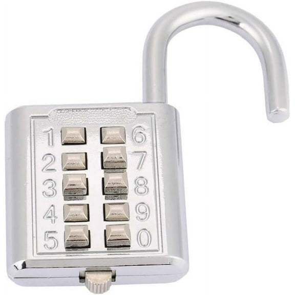 Combination Padlock, 5 Digit Combination Padlock Zinc Alloy Password Lock for Door School Gym Fence Cupboard Luggage Lockers (10 Key Electric Silver)