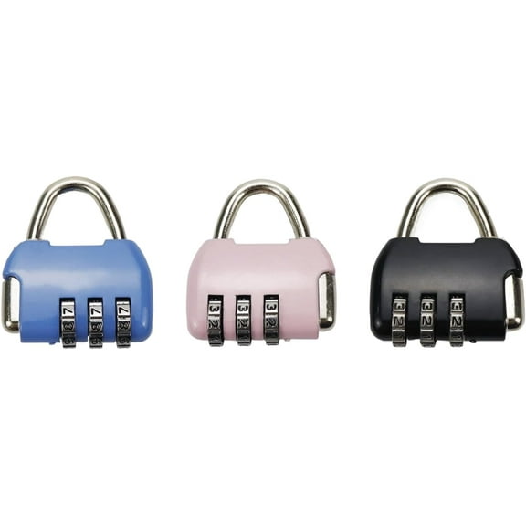 Combination Padlocks,3 Digit Zipper Luggage Lock for School Gym Suitcases Locker, Luggage, Briefcases, Computer Bags, Schoolbags, Backpacks, Locker,Pack of 3