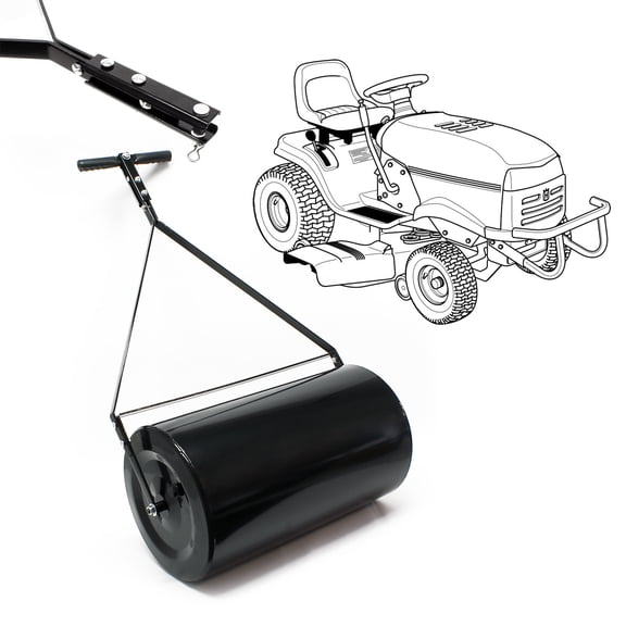 Combination Push Tow Poly Lawn Roller Easy-Turn Tethered Plug 14X24" 16 GALLON