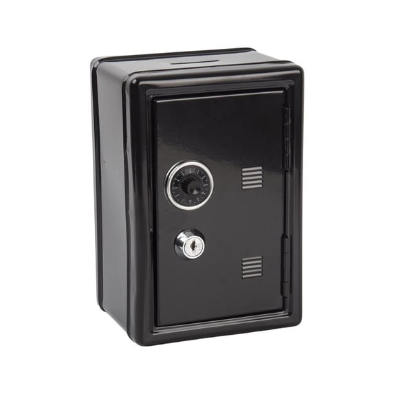Combination Safe, Money Lock Box for Cash, Storage Box with Lock, Loose Change Holding, Household Use, Black Enamel, 8 in Tall, 1 Pc