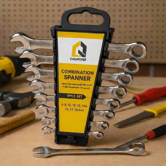 Casafoyer 9-Piece Metric Ratcheting Wrench Set, 6-18 mm, Alloy Steel