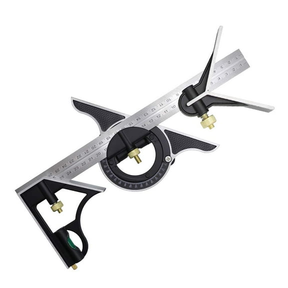 Combination Square - 12' Stnless Steel Multi-Function Carpentry Square with Right 90 Degree Angle Ruler