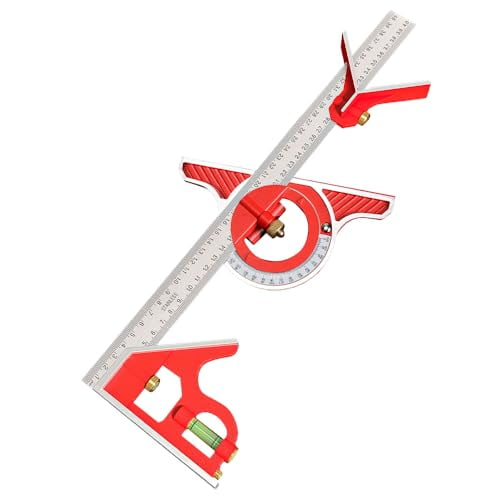 Combination Square 400mm Carpenter Square Woodworking Square Ruler Protractor Angle Finder Combo Square Tool 180 Angle Ruler Carpenter Tool Combination Square Set with Bubble Level$$Tools