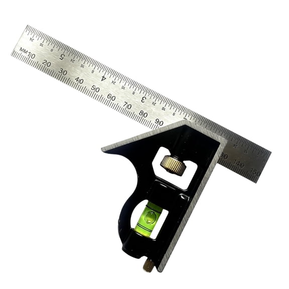 Combination Square, 6-Inch Precision Combo Square with Stainless Steel Ruler, Zinc Alloy Body & Bubble Level Multi-Function Measuring Tool for Woodworking, Carpentry, and DIY Projects