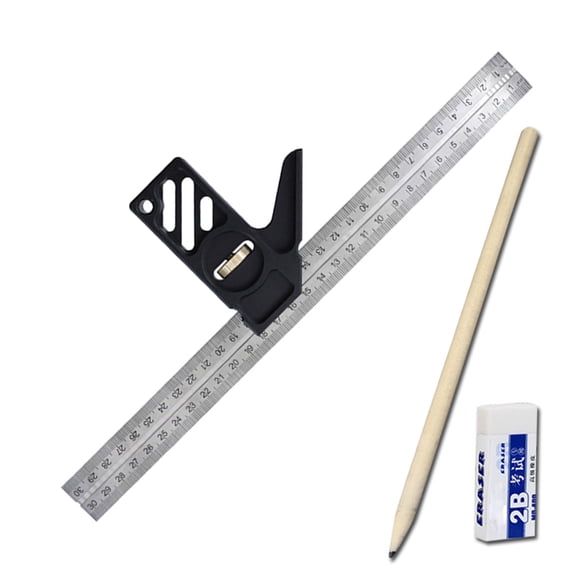 Combination Square Tool Set, 12Inch Aluminium Alloy Carpenter Square Woodworking Framing Square Ruler Carpentry Tool