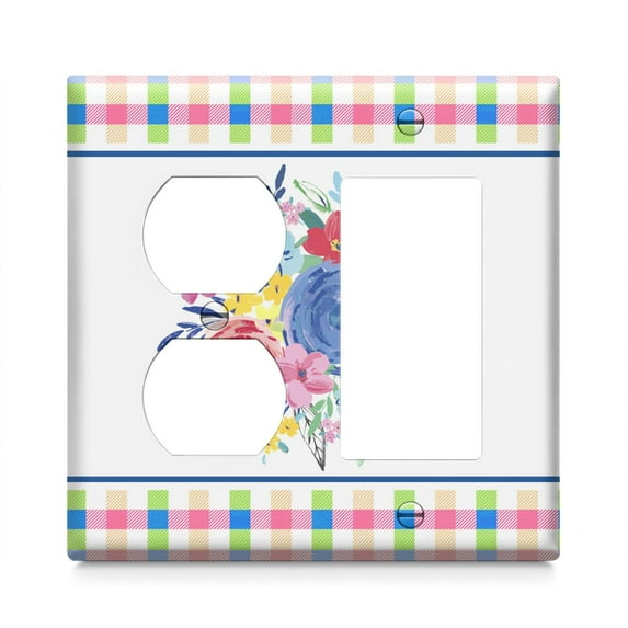 Combination Toggle Light Switch/Duplex Receptacle Pioneer Floral Outlet Wall Plate Cover,1 Duplex 1 Rocker 4.6" x 4.6”,Polycarbonate Thermoplastic,Home Decor for Kitchen Living Room Bedroom