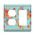 thumbnail image 1 of Combination Toggle Light Switch/Duplex Receptacle Pioneer Floral Outlet Wall Plate Cover,1 Duplex 1 Rocker 4.6" x 4.6”,Polycarbonate Thermoplastic,Home Decor for Kitchen Living Room Bedroom, 1 of 2
