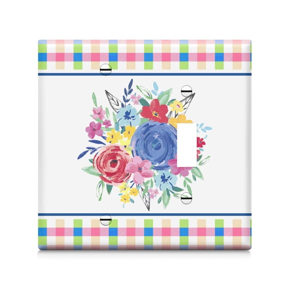 Combination Toggle Switch/Pioneer Floral Outlet Wall Plate,1 Toggle 1 Blank 4.5" x 4.6” Light Switch Cover, Polycarbonate Thermoplastic,Home Decor for Kitchen Living Room Bedroom Decorate