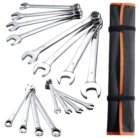 Combination Wrench Set 25-Piece, Metric 6-32mm, Open End Wrenches with Pouch
