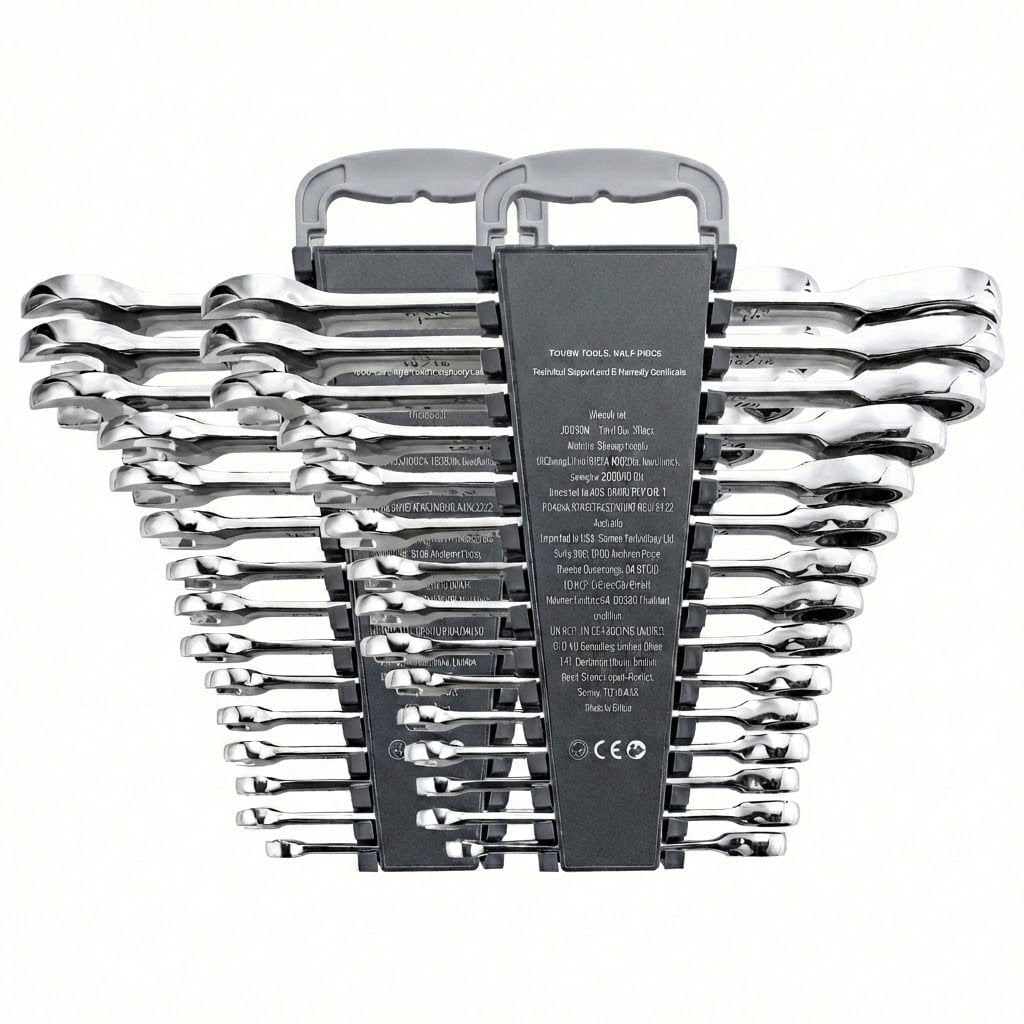 Combination Wrench Set, 30-Piece Ratcheting Wrench Set with Organizer Rack, Cr-V Steel Wrench Set SAE 1/4" to 1", Metric 8 mm to 24 mm, Ideal for General Household, Garage, Workshop, Emergency
