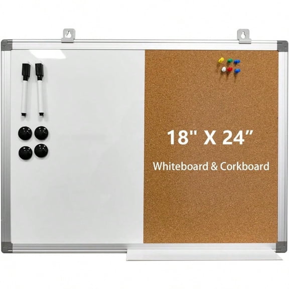 Combination Writeboard 24x 18 Magnetic Whiteboard Cork Board Alliumn Frame Dry Erase Board Bulletin Board Wall Mounted Memo Message