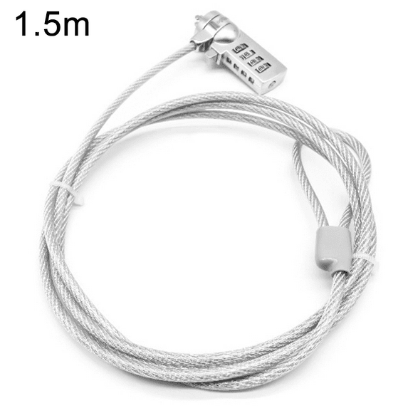Combination cable lock for laptops and other equipment, four-digit password, laptop anti-theft security universal