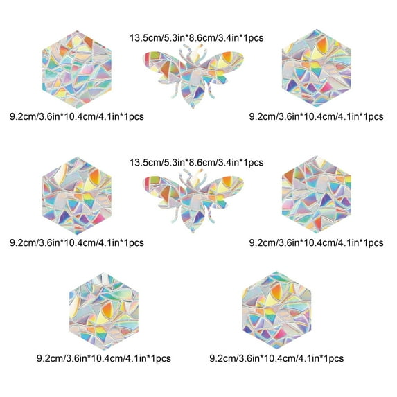 Combination colorful window stickers sun catcher round butterfly prism laser electrostatic stickers anti-collision rainbow glass stickers
