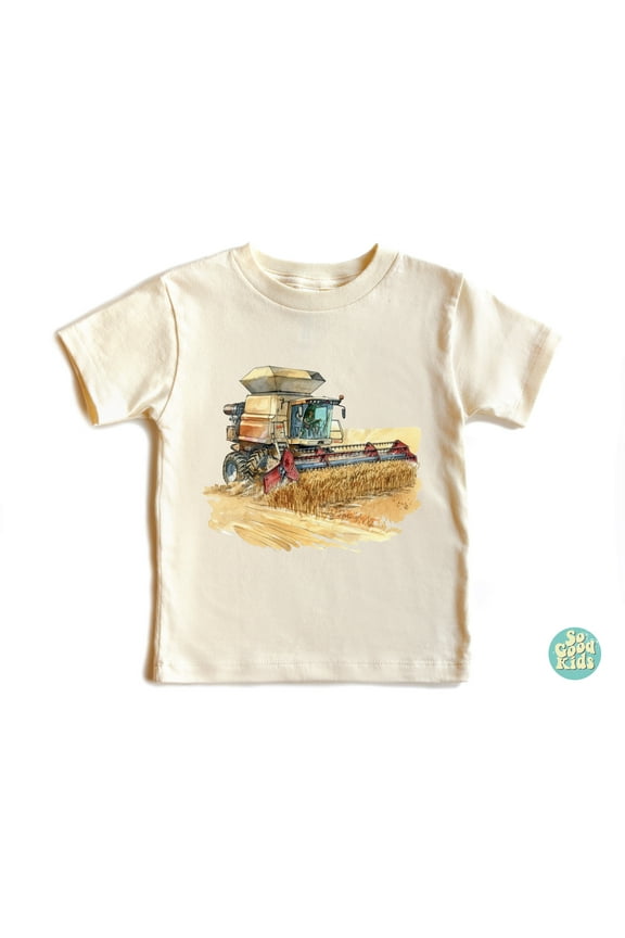 Combine Tractor Shirt, Birthday Kids Toddler Shirt, Tractor Kids Shirt, Farm Tractor Baby Shirt, Farm Life Kids Shirt TODDLER SHORT SLEEVE TEE BELLA CANVAS 3001T