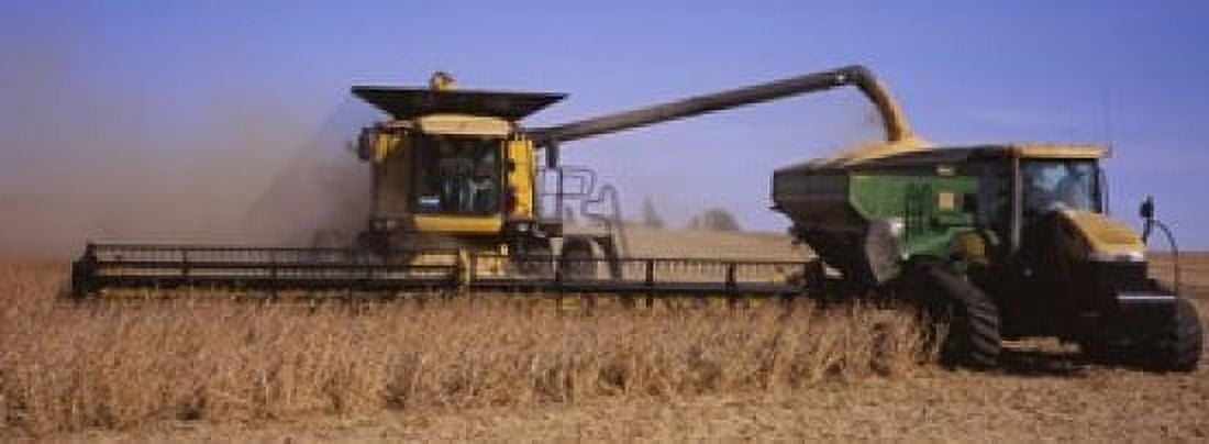 Combine harvesting soybeans in a field Minnesota USA Canvas Art - Panoramic Images (18 x 7)