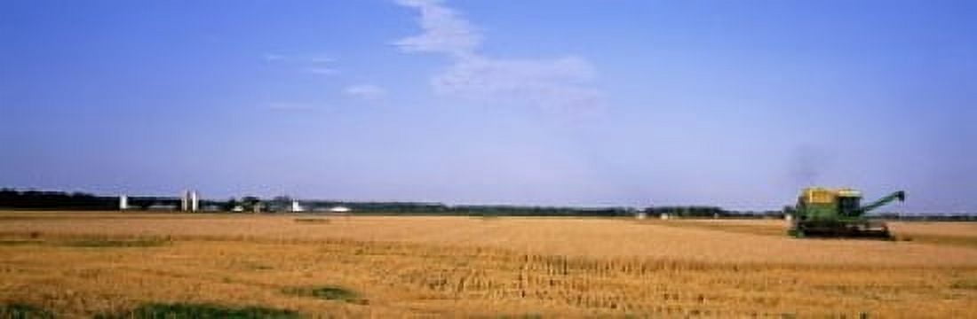 Combine in a field Marion County Illinois USA Canvas Art - Panoramic Images (18 x 6)