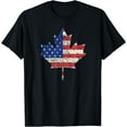 thumbnail image 1 of Combined American Canadian Flag | USA Canada Maple Leaf T-Shirt, 1 of 3