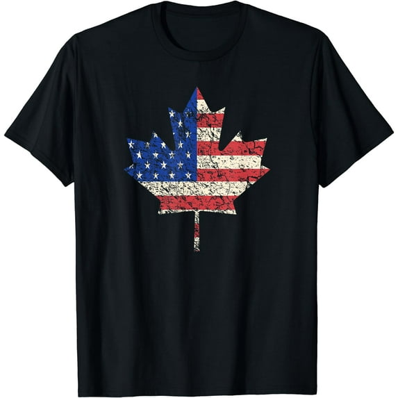 Combined American Canadian Flag | USA Canada Maple Leaf T-Shirt