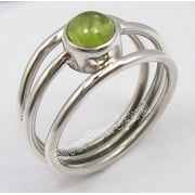 SILVERSTARJEWEL Combined Shipping, 925 Sterling Silver Cabochon Peridot Gem 3 Wire Ring Size 5