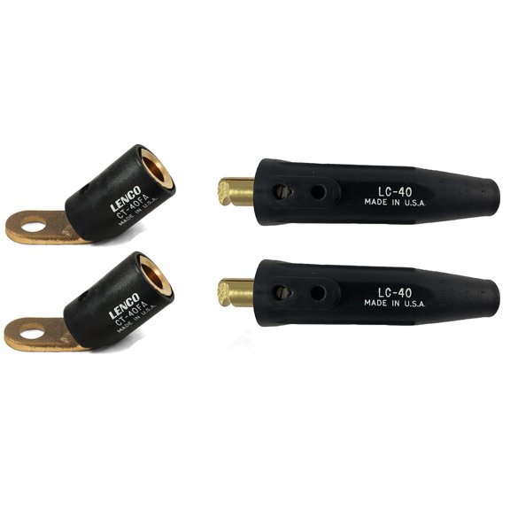 Combo: 2 Each Lenco 08030 CT-40FA Terminal Lug & 2 Each LC-40 Cable Connector 05053 for Cable Sizes 1/0-2/0